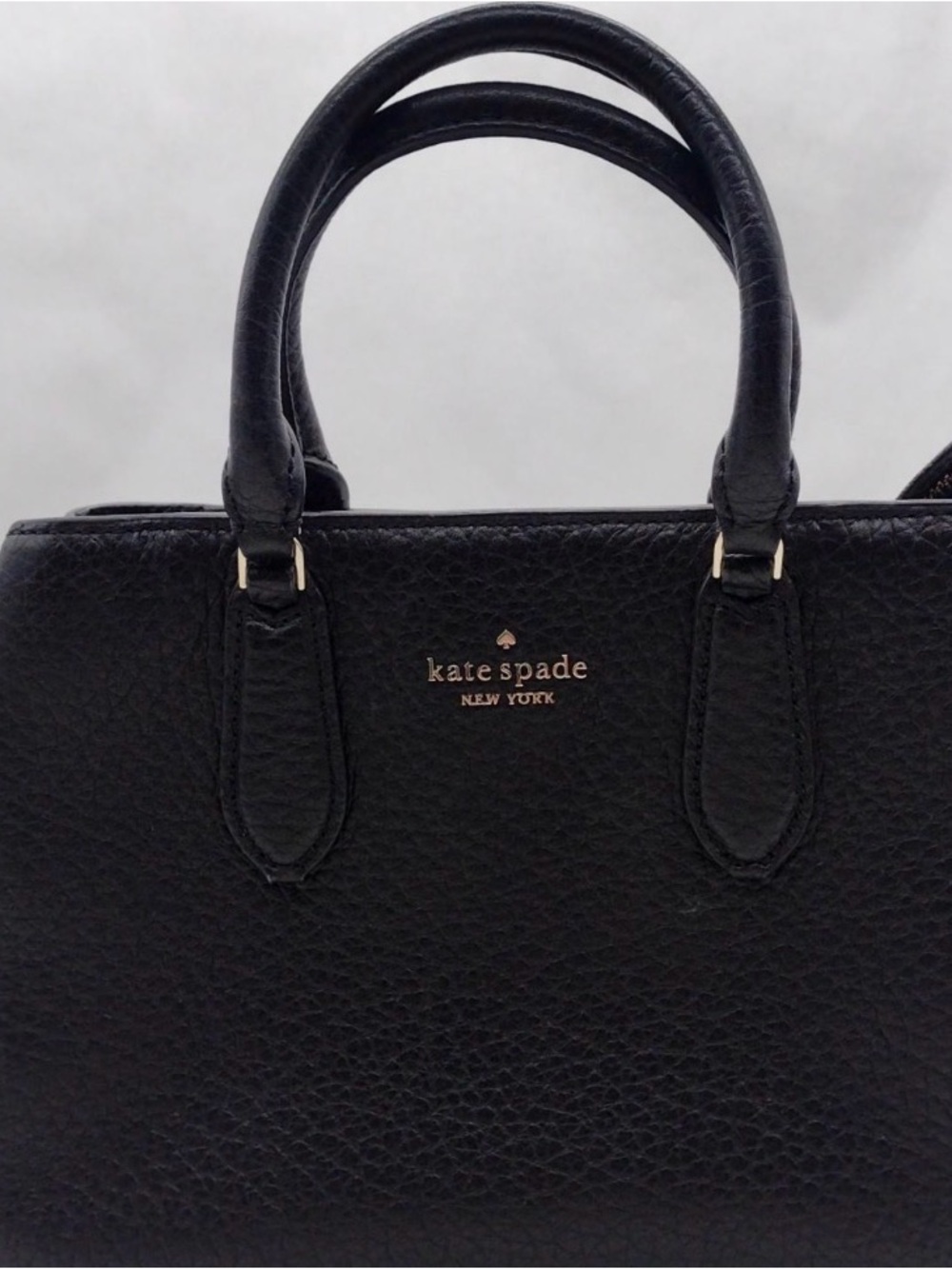 Kate Spade Black Pebbled Leather Top-Handle Satchel with Gold Logo